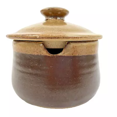 Buy VTG Abaty Pottery Wales Lidded Sugar Bowl Brown Banded Hand Thrown Stoneware Pot • 10.99£