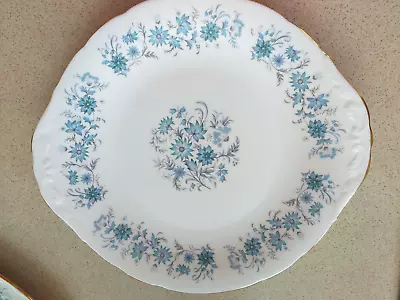 Buy Colclough Braganza Blue Floral Vintage Bone China Cake Platter • 8£