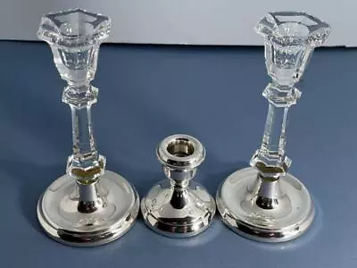 Buy Stunning Vintage Pair Solid Silver Cut Glass Candlesticks / Holders Birm 1991 • 135£