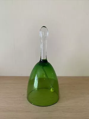 Buy Vintage Glass 6  Green Bell Plain Pattern With Clear Twist Handle • 15£