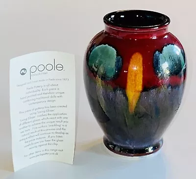 Buy Poole Pottery England 4.5 Inch Red Glossy Flower Vase “Living Glaze” • 30.30£