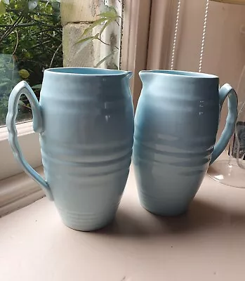 Buy A Pair Of Pale Blue Art Deco Beswick Tall Jugs, Vases • 30£