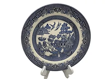 Buy Churchill England BLUE WILLOW Dinner Plate 10 1/4  Georgian Vintage Dinnerware • 19.57£