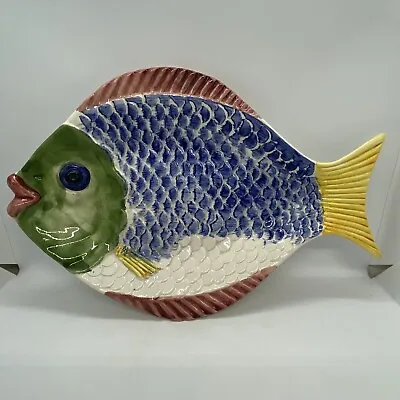 Buy Vintage Colourful Hand Painted Portuguese Ceramic Fish Plate/platter • 34.50£