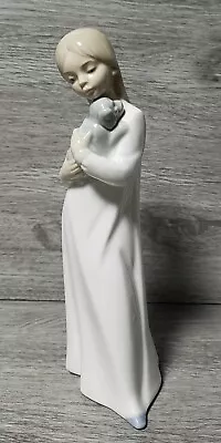 Buy Vintage NAO By Lladro DAISA Spanish Porcelain Figurine Girl Holding Puppy Dog 🦋 • 45£