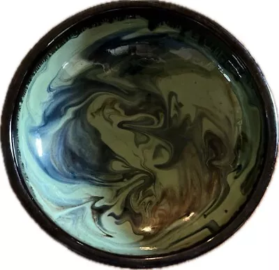 Buy Swirl Glaze Pottery Decorative Bowl 7” Blue Brown Mint • 12.11£