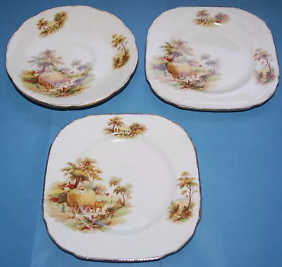 Buy Vintage Alfred Meakin THE HAYRIDE Creamware Two Plates And One Saucer • 0.99£