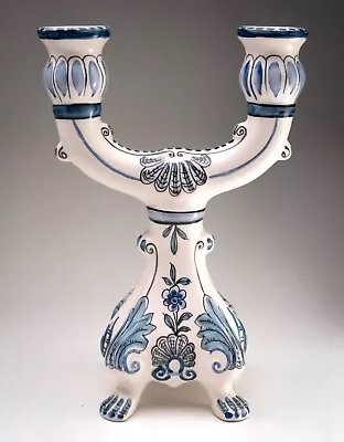 Buy Portuguese Ceramic Candelabra, Agueda Outeiro Candlestick HandPainted Signed • 24.60£