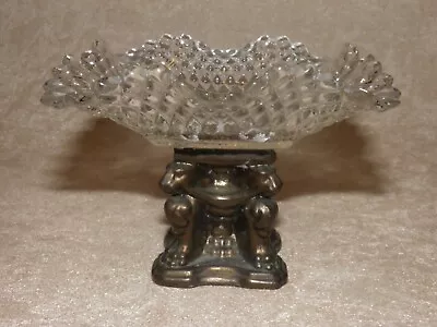 Buy Vintage Glass Dish On Metal Stand/bon Bon Bowl/ Compote Dish 8 Cm High • 5£