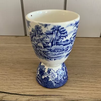 Buy Antique Victorian Double Egg Cup Blue White Transferware 4” Tall • 11.99£