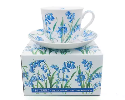 Buy Fine Bone China Breakfast Cup And Saucer I Bluebell Design • 15.99£