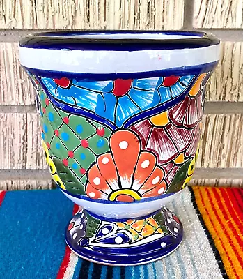 Buy Lg Mexican Ceramic Flower Pot Planter Folk Art Pottery Handmade Talavera #2 • 25.12£