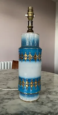 Buy Large Aldo Londi Bitossi Rimini Blue Gold Italian Ceramic Lamp, Vintage 1970s • 180£