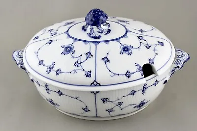 Buy Antique Royal Copenhagen Blue Fluted Plain Large Soup Tureen 214 1st C.1894 • 550£