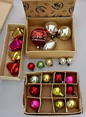 Buy Vintage Xmas Baubles X 23 - Mixed Lot Of Mercury Glass & Some Plastic Bells. • 12£