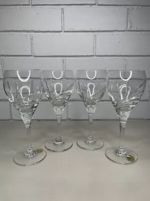Buy Vintage Wine Glasses 24% PbO Lead Crystal Hand Cut Set (4) Czech Republic • 30.54£