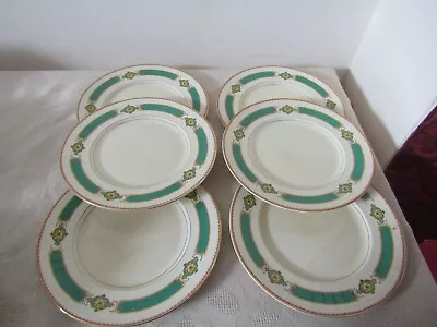 Buy Vintage Retro Grindley Art Deco Yellow & Green Set Of 6 Salad Plates 23cm Diamet • 19.99£