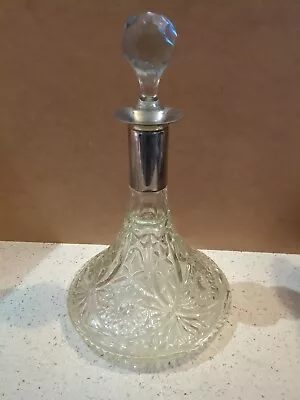 Buy Vintage Large Cut Glass Ships Decanter With Silver Plated Collar And Stopper • 20£