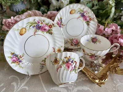 Buy Vintage EB Foley DEVONSHIRE Two Teacups And Two Tea Plates Excellent! • 15£