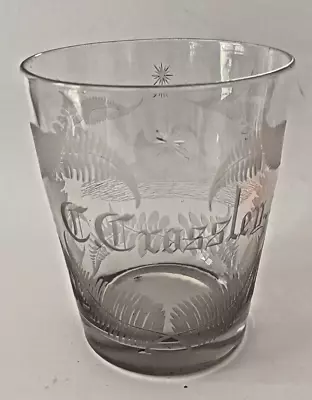 Buy Antique Glass Tumbler Etched Name Crossley - 19th Century • 4.95£