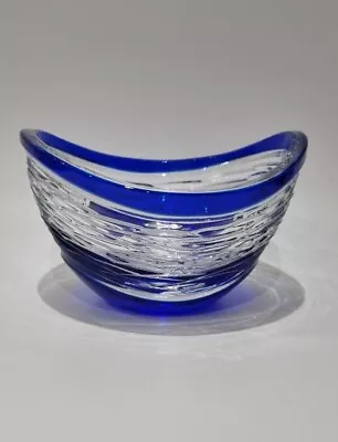 Buy Vintage Blue Caesar Crystal Glass Poem Bowl Bohemiae Czech Art Rare  • 58£