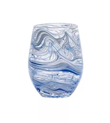 Buy Juliska Set Of Four Blue Puro Marbled Stemless Wine Glass • 83.87£