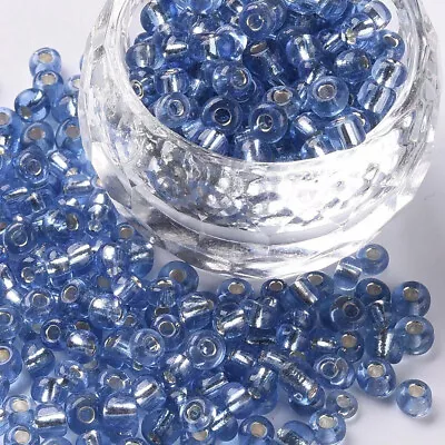 Buy 50g Silver Lined 4mm Royal Blue Glass Seed Beads - Beading, Jewellery Making • 2.15£