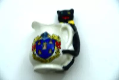 Buy Crested China Black Cat ( Yellow Ribbon) On Jug Reading  Crest Arcadian China • 12.99£