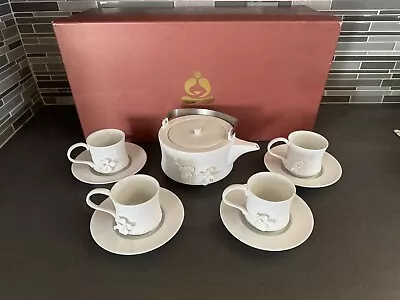 Buy Teavana Orchid Tea Set Bisque Porcelain Tea Pot, Cup, Saucers • 163.38£
