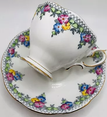 Buy Vintage Royal Albert England Trellis Floral Flower Enameled Cup & Saucer; Teacup • 18.66£