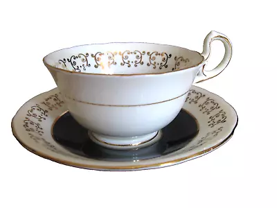 Buy Aynsley England Bone China Midnight Blue & Gold Cup & Saucer Set B5354 • 10.26£