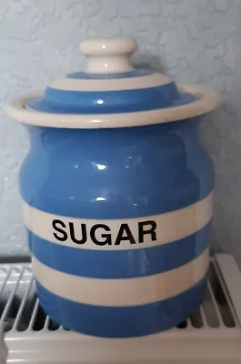 Buy Vintage Cornishware Lidded Sugar  Jar ( Mason Cash Backstamp ) • 35£
