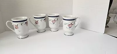 Buy Princess House  Porcelain Floral FUCHSIA White Pedestal Mug Cup Set Of 4 Japan • 28.01£