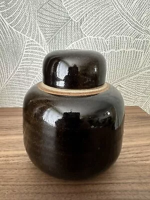 Buy Studio Pottery Covered Jar Tenmoku Glaze With Makers Mark Stoneware-superb • 20£