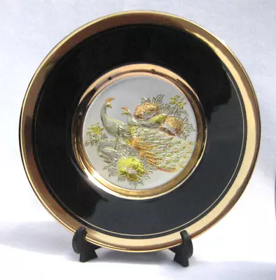 Buy Art Of CHOKIN.Collectable Plate Traditional Japanese Peacocks Oriental. 24K Gold • 3.75£