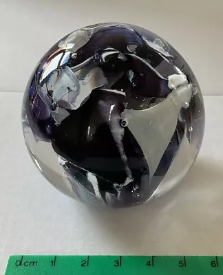 Buy Langham Glass Purple And White Paperweight • 3£