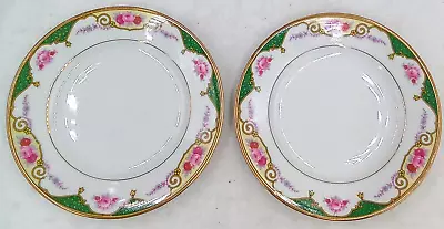 Buy Bloch & Co Bread Butter Plate Eichwald Czech Floral Green White Vtg 6  Set Of 2 • 21.43£