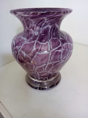 Buy Dartington Barbican Studios Vase Heavy Crackle Cased Glass In  Grape Colour . • 30£