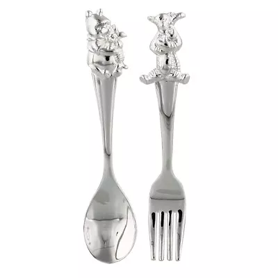 Buy Disney Winnie The Pooh Silver Plated Fork And Spoon Gift Set Christening Present • 18.49£
