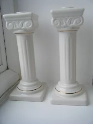 Buy Pair Of 8 Inch Belleek Candlesticks 21st Century Mark • 6.30£