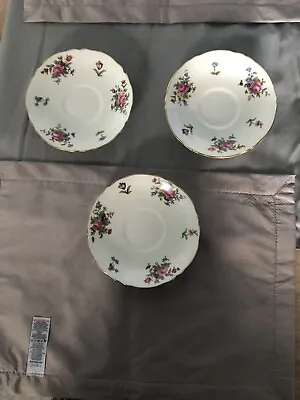 Buy Crown Staffordshire Fine Bone China 3 X Saucers. Pink Roses Vintage • 11.99£