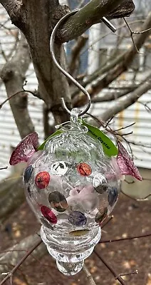 Buy Bohemian Czech Crystal Hummingbird Feeder NWT Multi Polka Dot Color Pink Blue • 19.41£