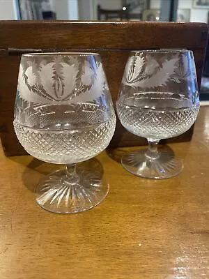 Buy Edinburgh Crystal Thistle Brandy Glasses.  Thistle Scotland Design X 2 • 110£