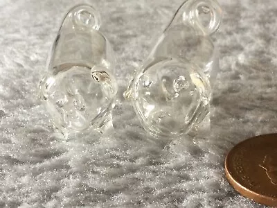 Buy 2 X Blown Glass Pigs Vintage Clear Approx 4 & 4 1/2 Cm • 4.99£