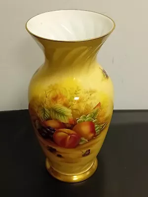 Buy Aynsley Orchard Peach & Grapes Fruit Yellow & Gold Fine English Bone China Vase • 9.99£