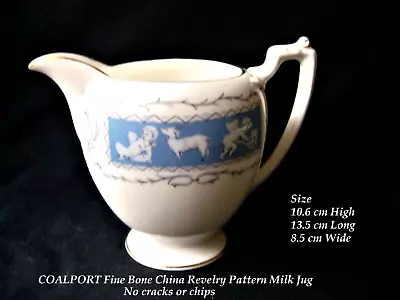 Buy COALPORT Fine Bone China Revelry Blue & White Adam Green Footed Milk Jug • 9.99£