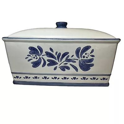 Buy Pfaltzgraff Yorktowne Large Ceramic Bread Box 15 L X7 W X 9 H Blue & White • 70.20£