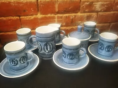 Buy Retro Rue Pottery Coffee Set, Cinque Ports Blue Abstract 1970s Coffee Set • 38.24£