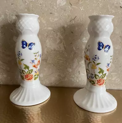 Buy Aynsley  Cottage Garden   Design Pair Of Bone China Candle Holders • 30£
