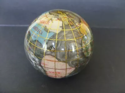 Buy Vintage Semi-Precious Stones World Globe Paperweight 7cm • 18£